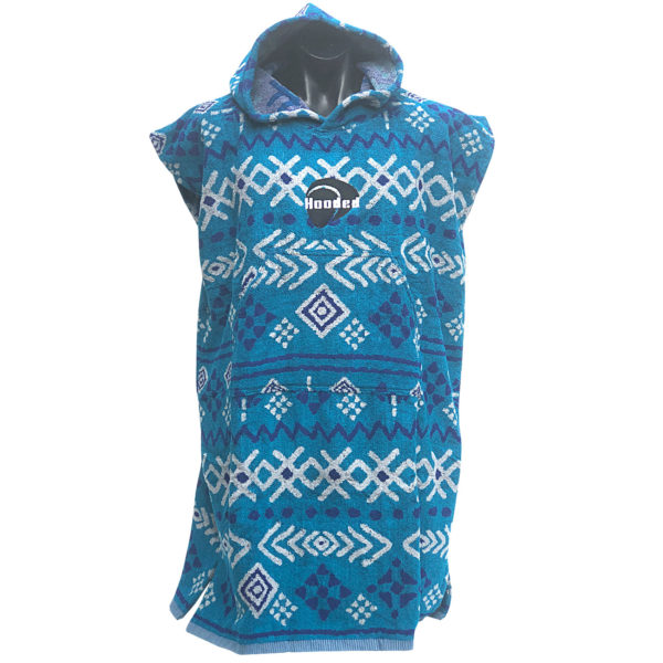 Aztec Teal Hooded Towel - Image 2